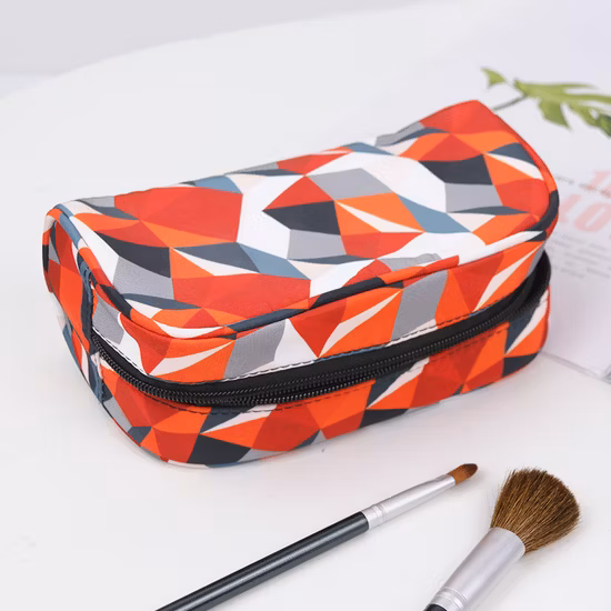 Benutzerdefinierte Logo RPET Polyester Make-up Aufbewahrungstasche Mode Kosmetiktasche mit Reißverschluss