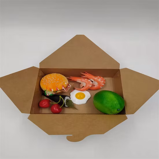 Einweg-Burger-Pommes-Frites-Salatschüssel zum Mitnehmen, Kraftpapier-Box, Mittagessen, Lebensmittelbehälter